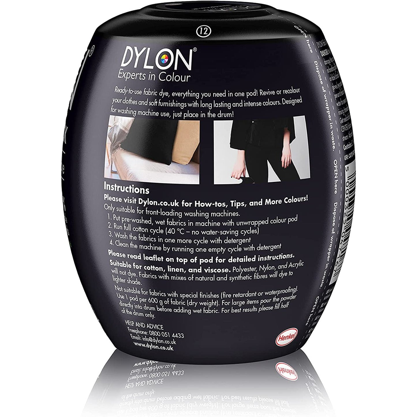 Dylon Washing Machine Fabric Dye Pod Intense Black, 350G