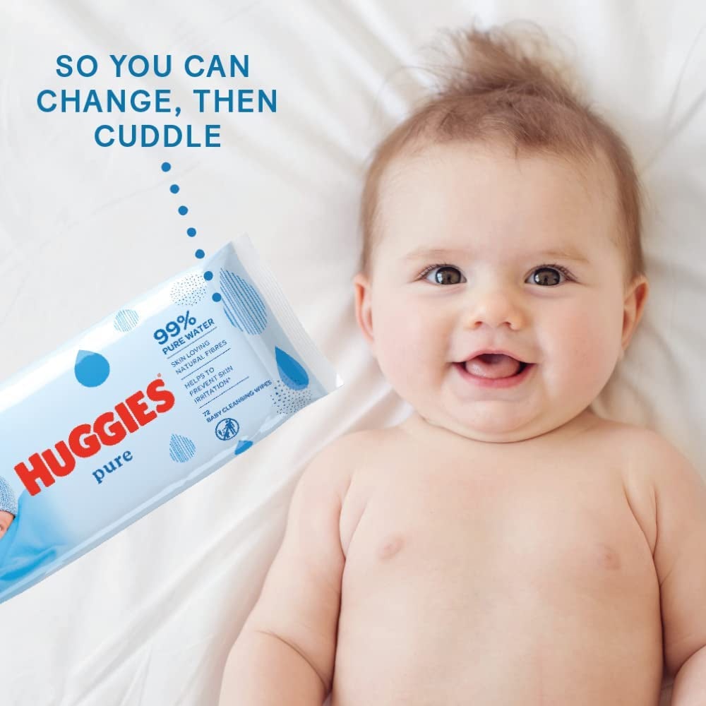 Huggies Pure, Baby Wipes, 18 Packs (1008 Wipes Total) - 99 Percent Pure Water Wipes - Fragrance Free for Gentle Cleaning and Protection - Natural Wet Wipes Clear Store