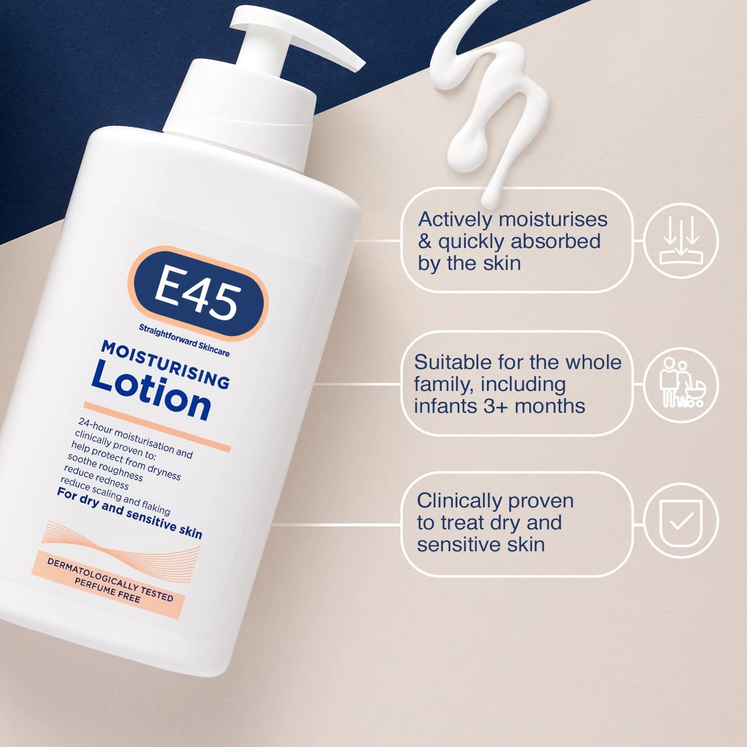 E45 Dermatological Moisturising Lotion 500ml Body Lotion , Daily Moisturiser Clear Store