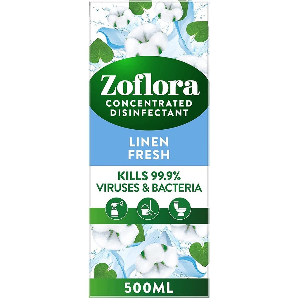 Concentrated 3-In-1 Multipurpose Disinfectant  Zoflora Linen Fresh 500ml, Kills 99.9% of Bacteria & Viruses Clear Store