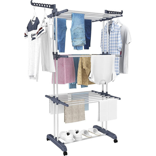 Airer Clothes Drying Rack ,4-Tier Foldable Clothes Hanger Clear Store