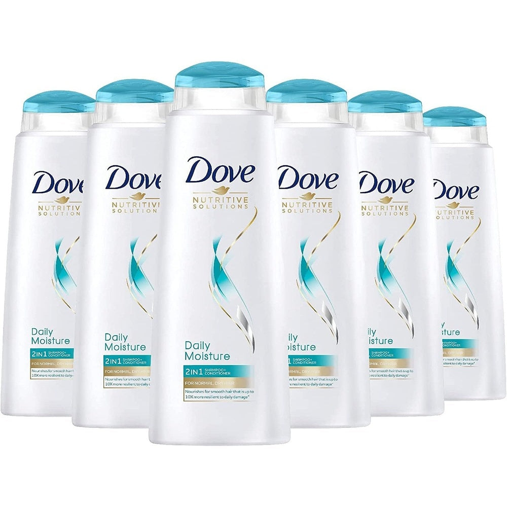 Dove Nutritive Solutions Daily Moisture 2 in 1 Shampoo and Conditioner for Dry,400 Ml Pack of 6 Clear Store