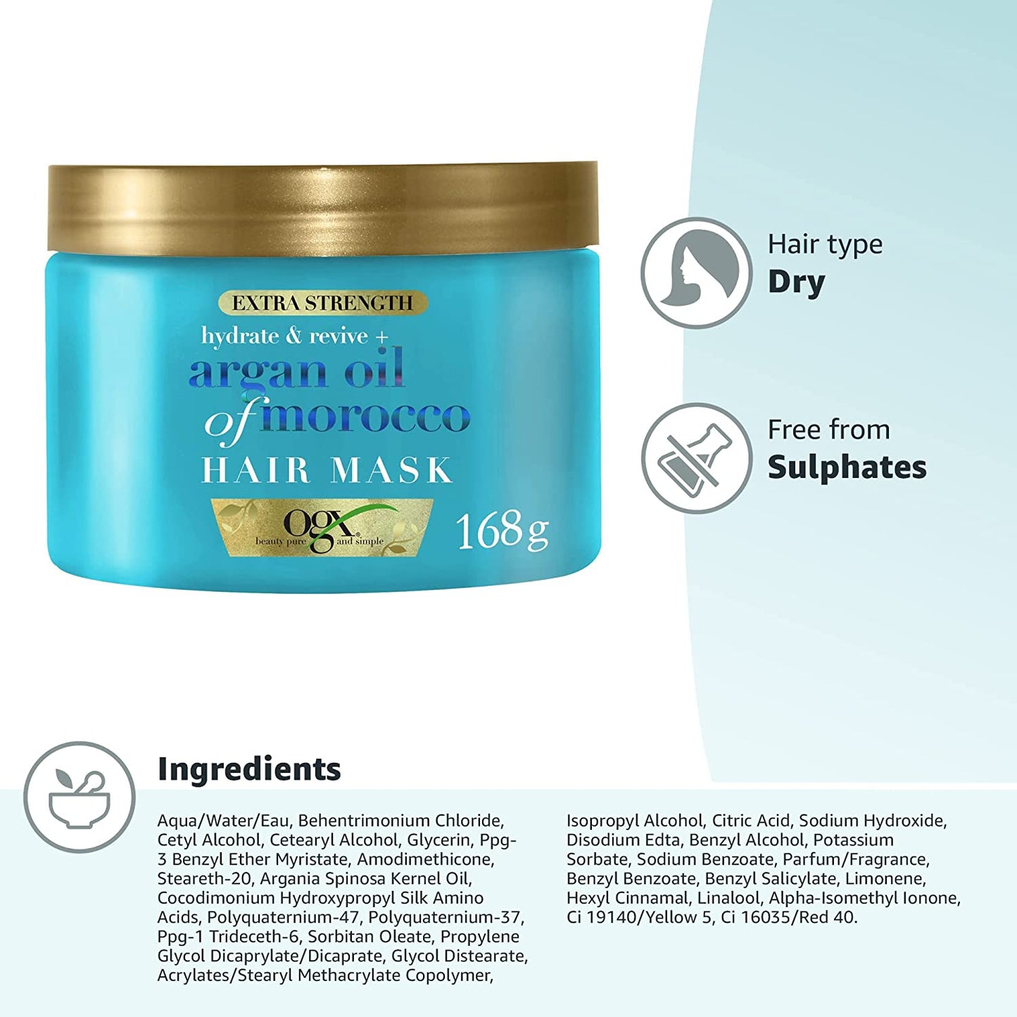 Argan Oil of Morocco Hair Mask for Damaged Hair, 168G