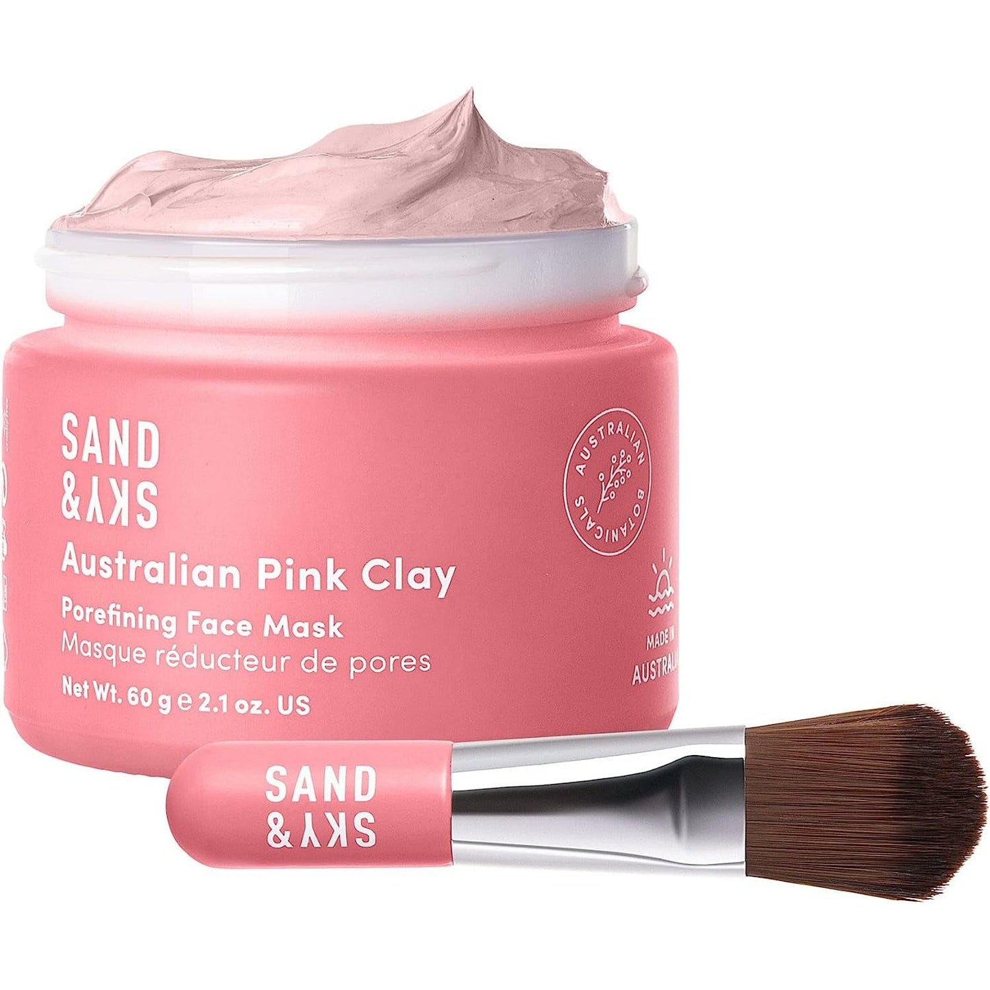 Sand & Sky Australian Pink Clay Mask Set - Pink Clay Face Mask & Facial Brush Applicator Gift Set | Facial Mask for Pore Minimizer & Acne Treatment Clear Store