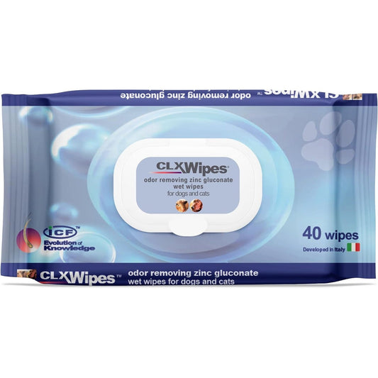 - CLX Wipes - Dog Wipes Antibacterial + Antifungal - Pet Cat & Dog Grooming Wipes for Cleaning Ear, Eye, Paw & Bums - Dog Cleaning Wipes - 40 Wipes