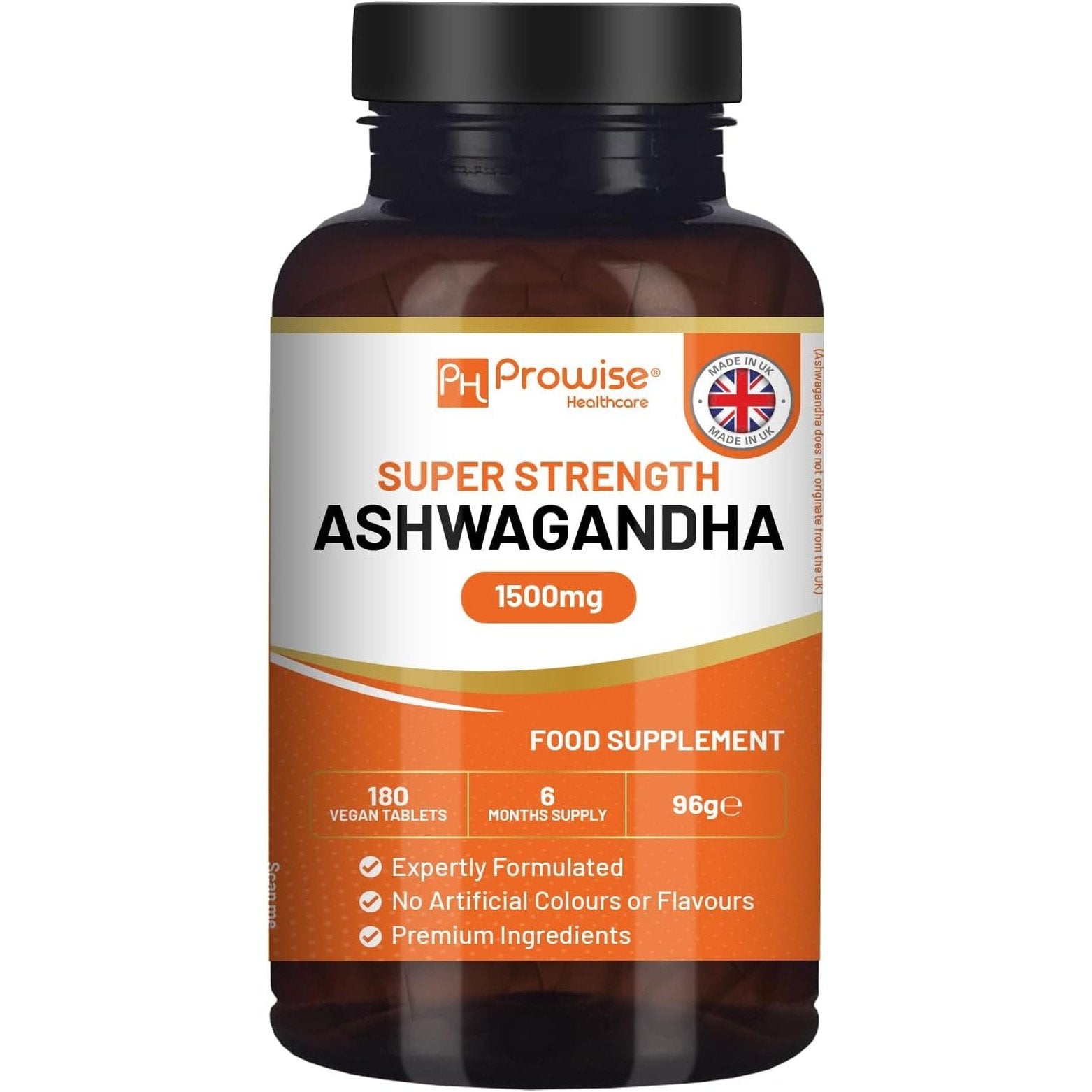 Ashwagandha 1500Mg 180 Vegan Tablets | 6 Months’ Supply | Pure High Strength Ashwagandha Root Extract | Ashwagandha Supplement | Made in UK by Prowise Healthcare