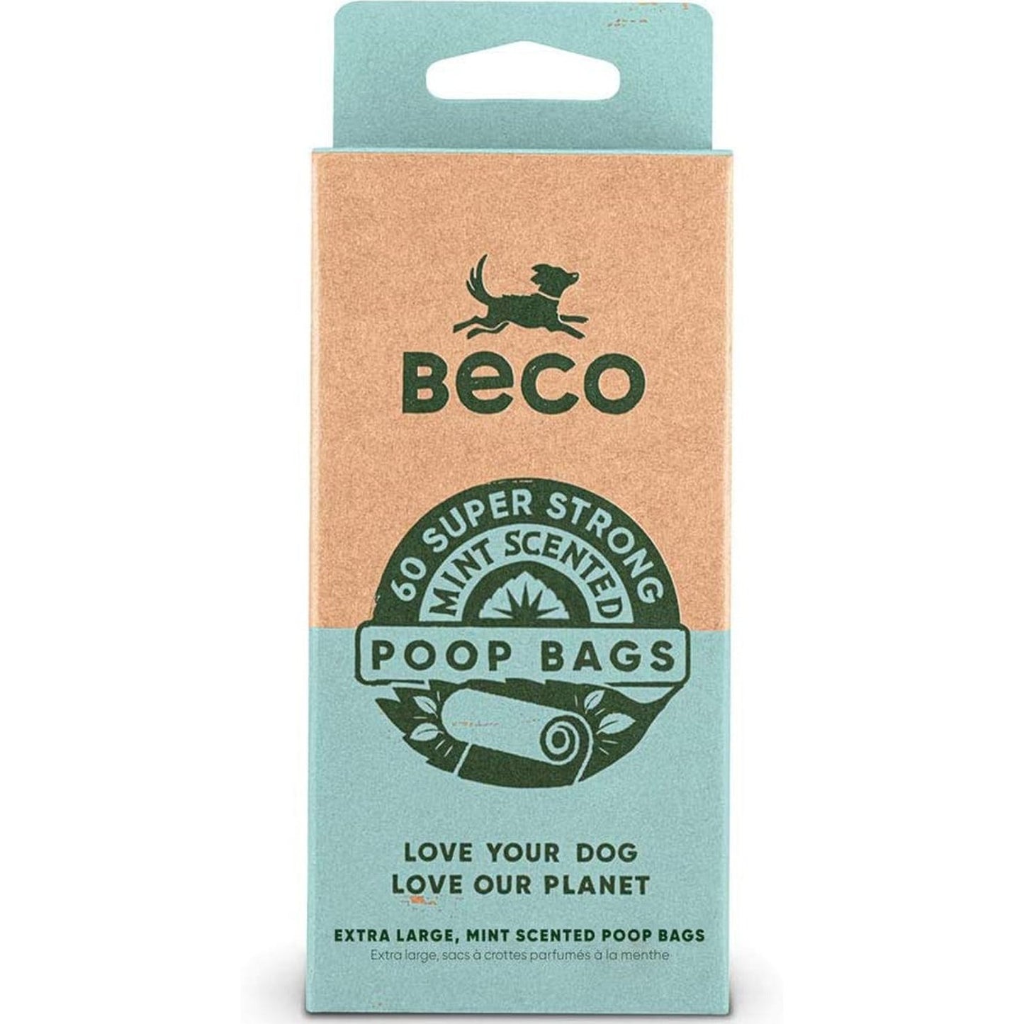 Strong & Large Poop Bags - 60 Bags (4 Rolls of 15) - Mint Scented - Dispenser Compatible Dog Poo Bags