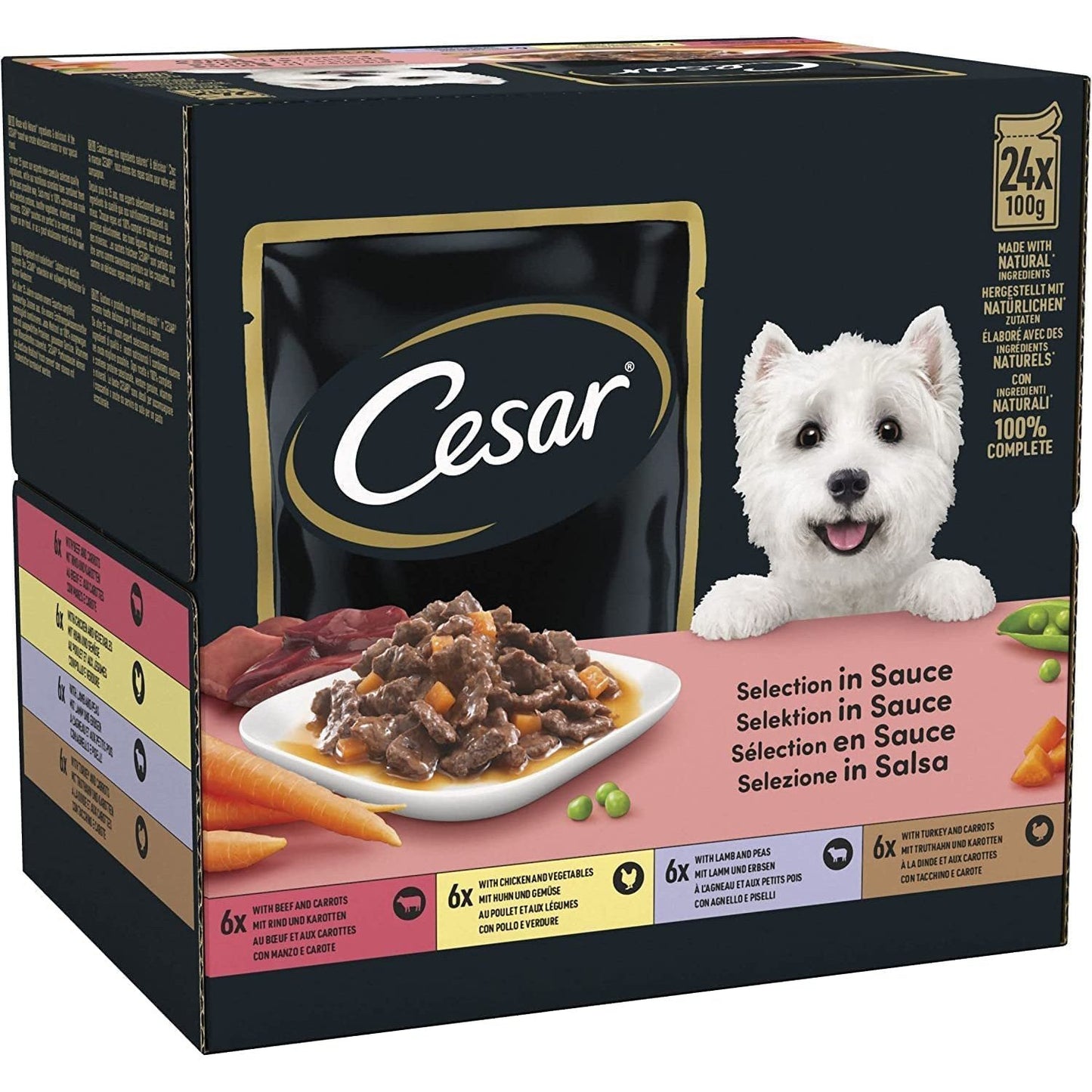 CESAR 48 Pouches, Adult Premium Wet Dog Food 24 X 100g Pack of 2 Clear Store