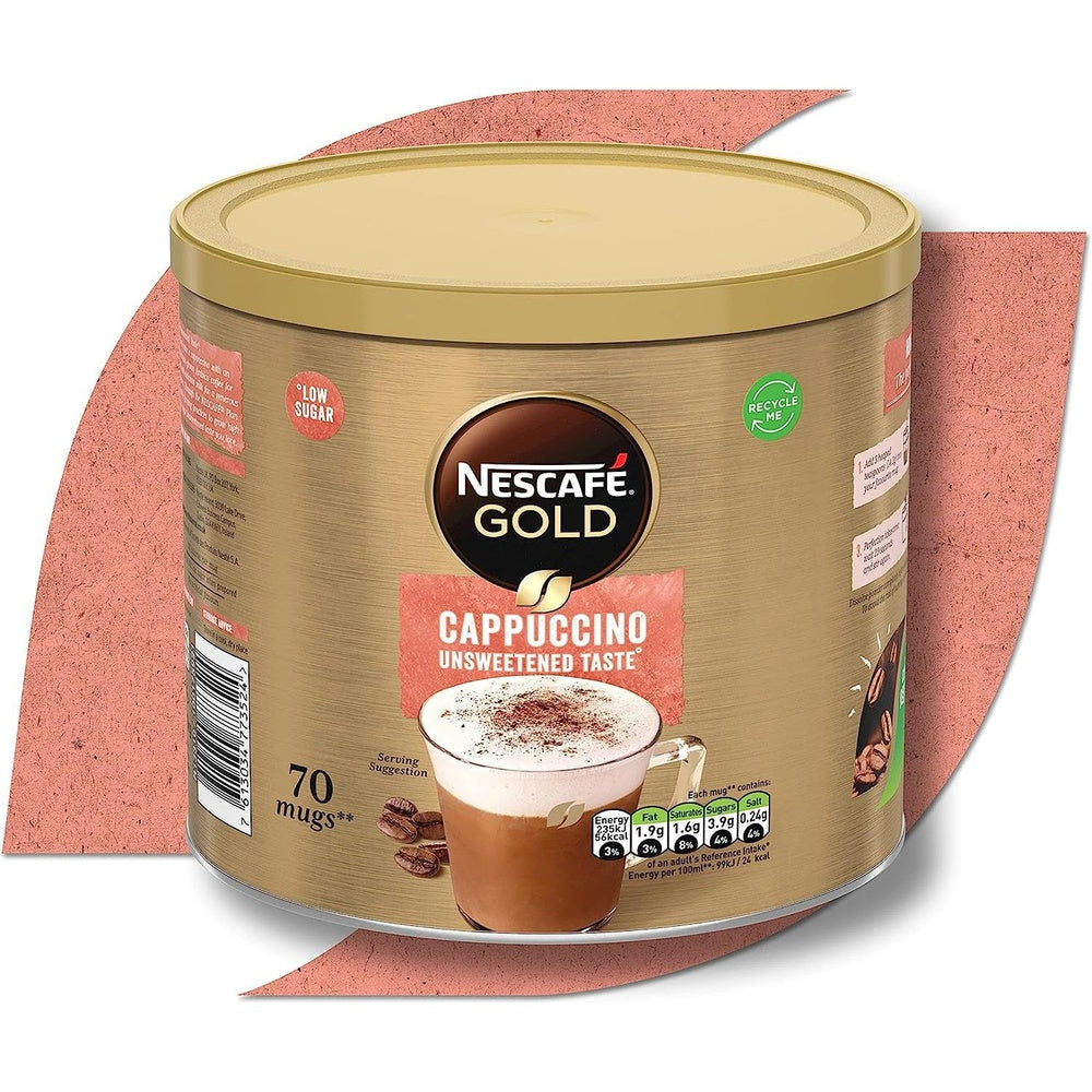 Nescafe Gold Cappuccino Unsweetened Taste Instant Coffee Tin 1kg Clear Store