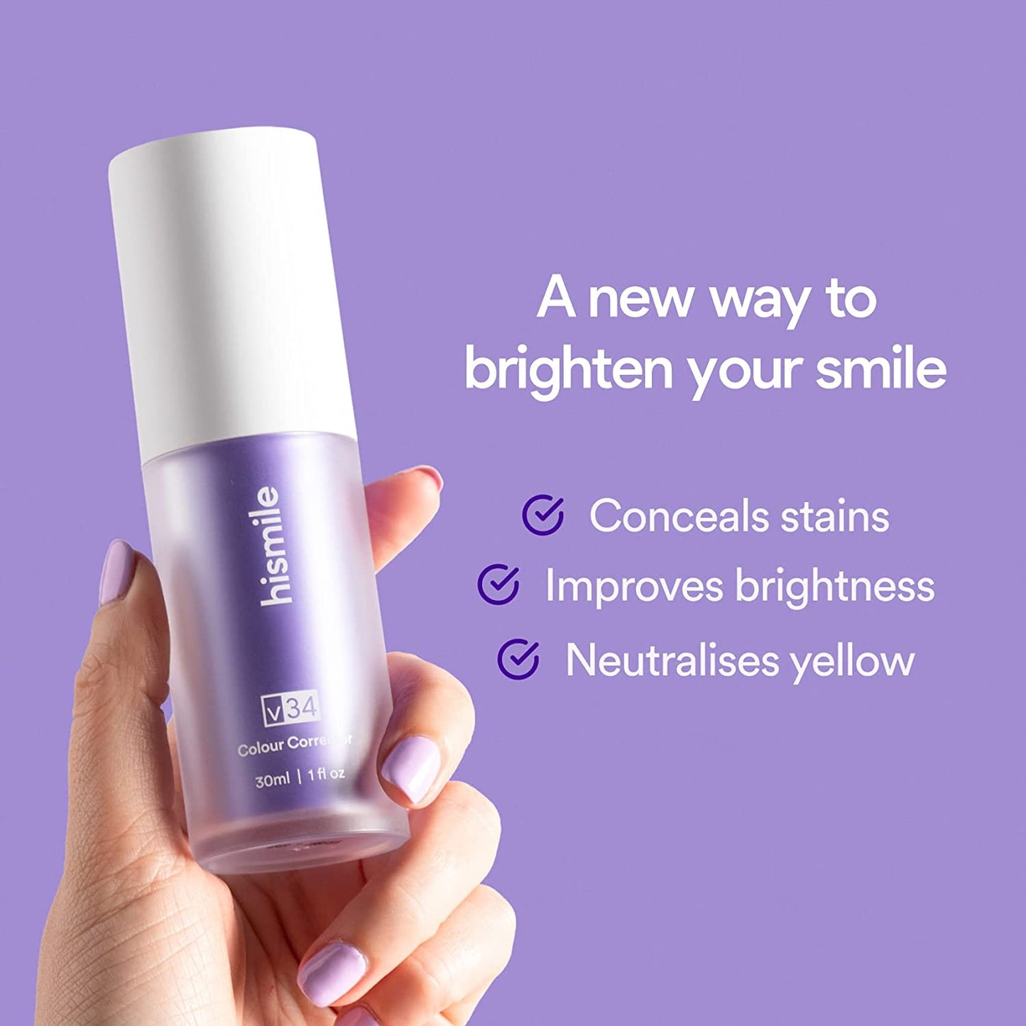 V34 Colour Corrector, Purple Teeth Whitening, Tooth Stain Removal, Purple Toothpaste, Colour Correcting Tooth Stains,  V34,  Colour Corrector, Tooth Colour Corrector Clear Store