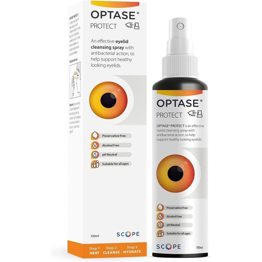 Optase Protect – a Preservative Free, Antibacterial Eye Spray for the Daily Hygiene of Eyelids, Eyelashes and Surrounding Skin - PH Neutral - 100Ml