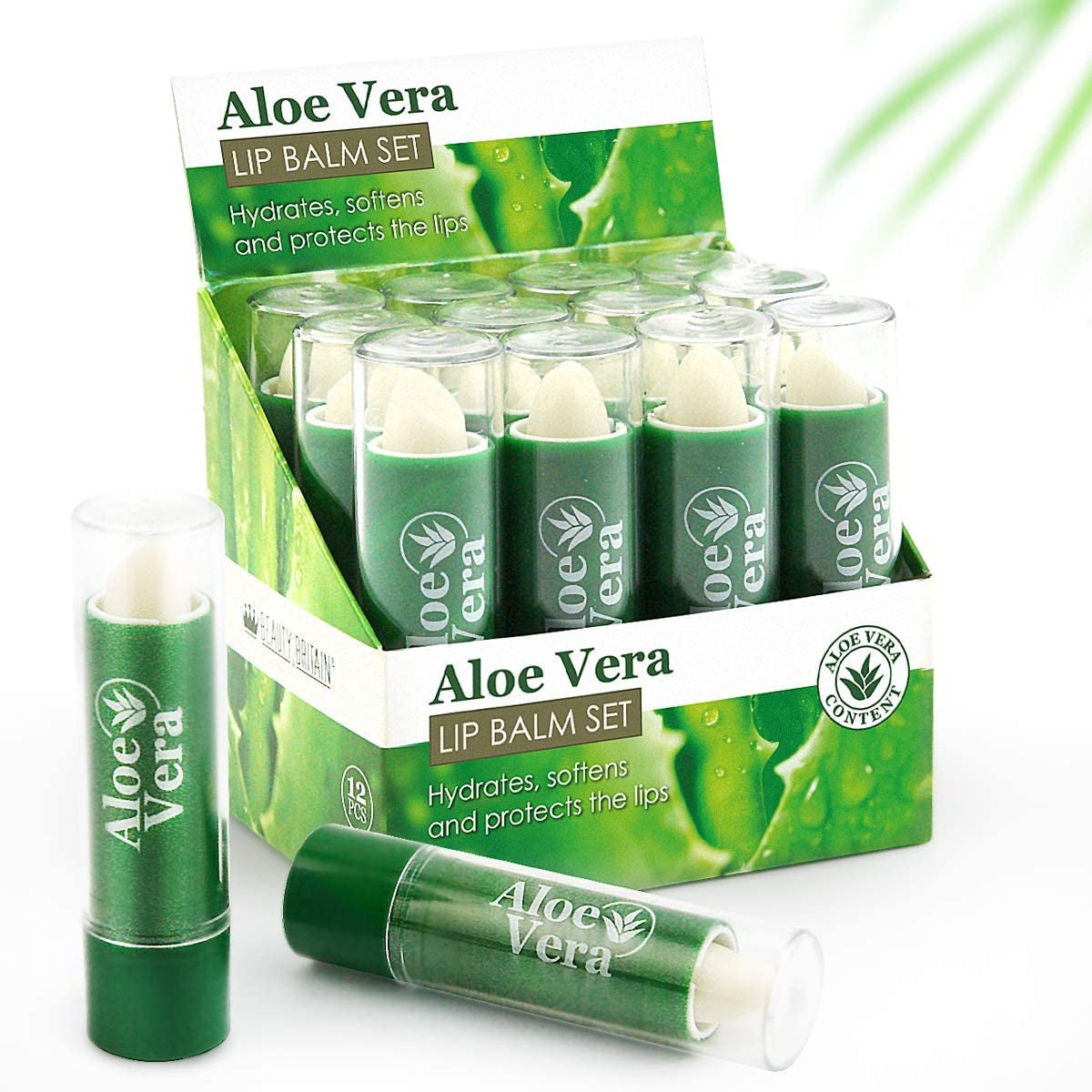 Lip Balms with Aloe Vera set of 72. Unisex Lip Care Clear Store