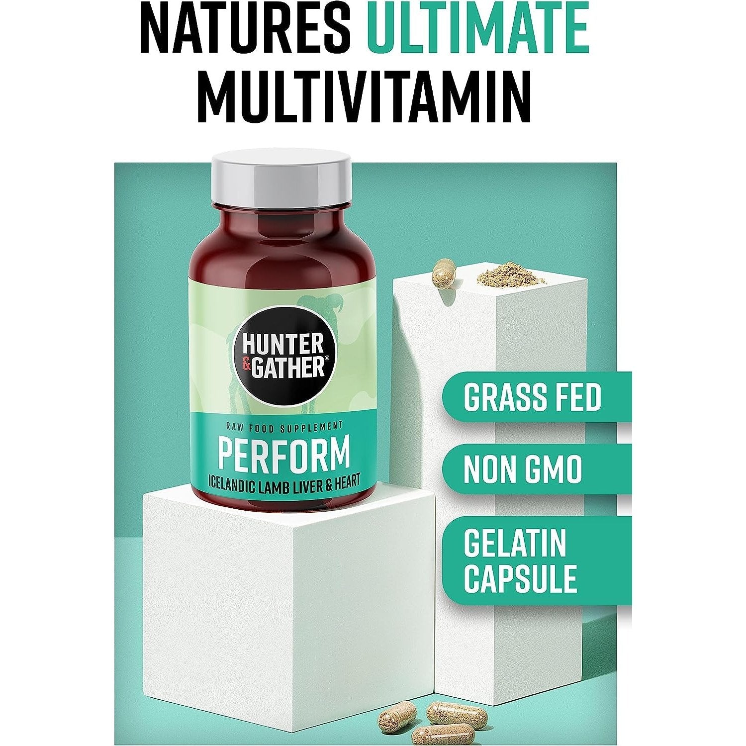 Nose to Tail - 90 Perform Capsules | Wild, Grass Fed Icelandic Lamb Ancestral Inspired Supplements| Raw Freeze-Dried Lamb | No GMO Feeds, Antibiotics or Hormones