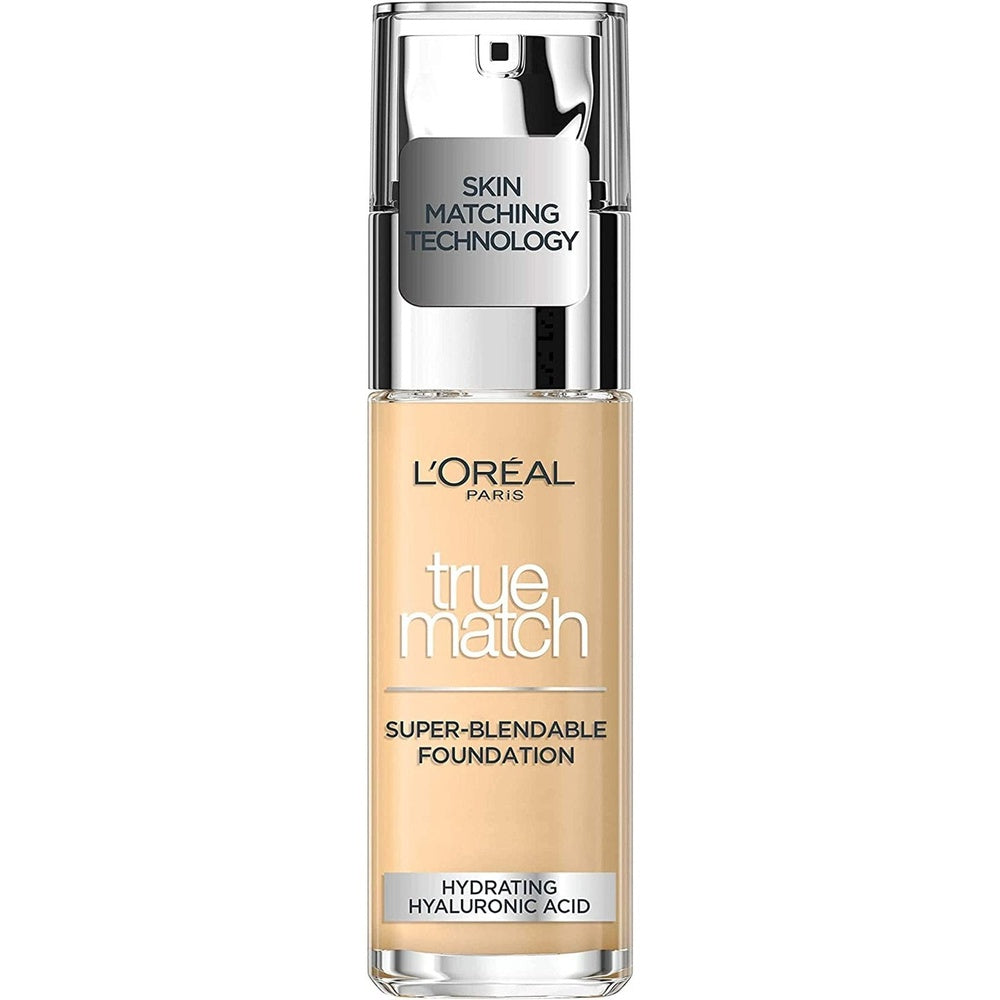 L'Oreal Paris True Match Liquid Foundation, Skincare Infused with Hyaluronic Acid, SPF 17, Available in 40 Shades, 1N Ivory, 30 Ml