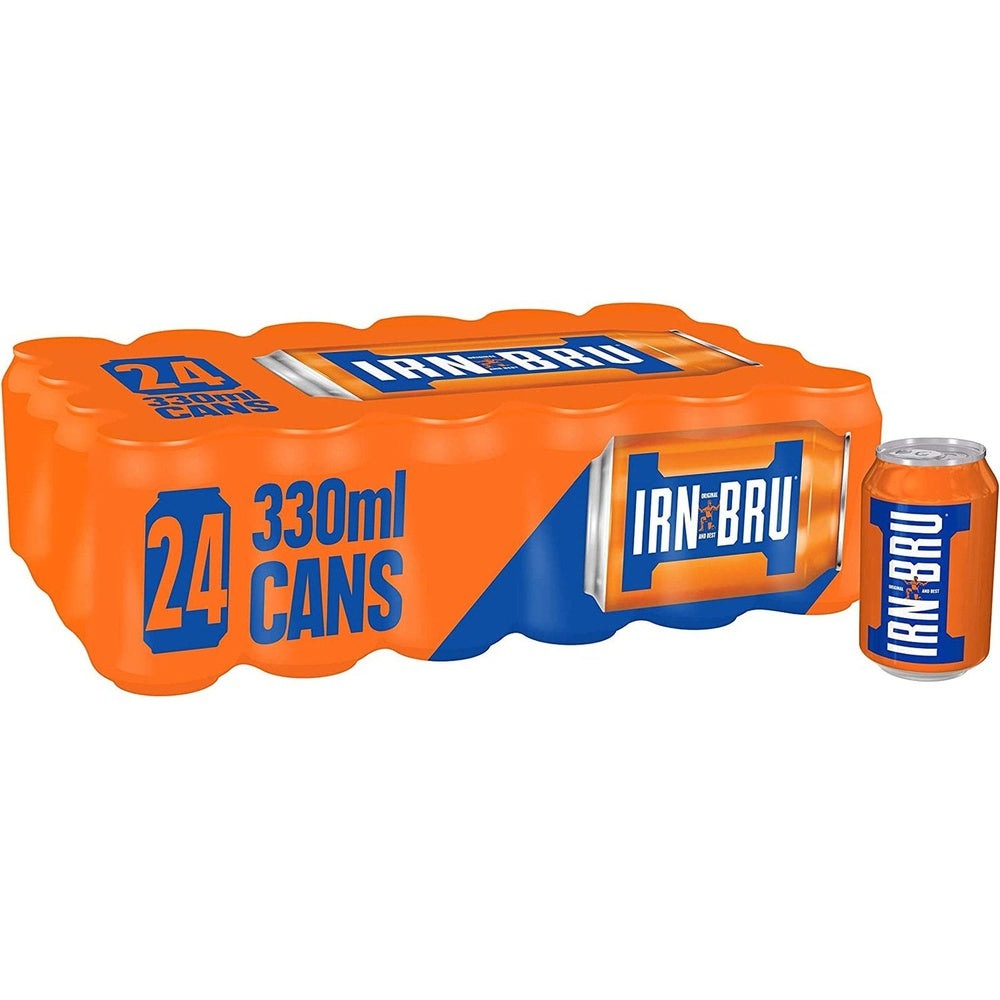 IRN-BRU Regular, Fizzy Drinks Multipack Cans 330ml (Pack of 24) Clear Store