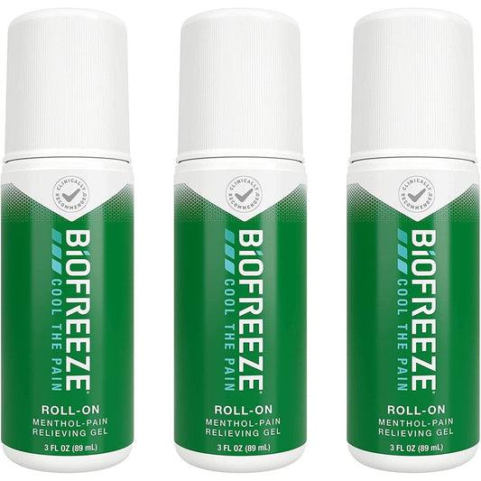 Pain Reliever Roll On Biofreeze 89ml 3 Pack Bundle Clear Store