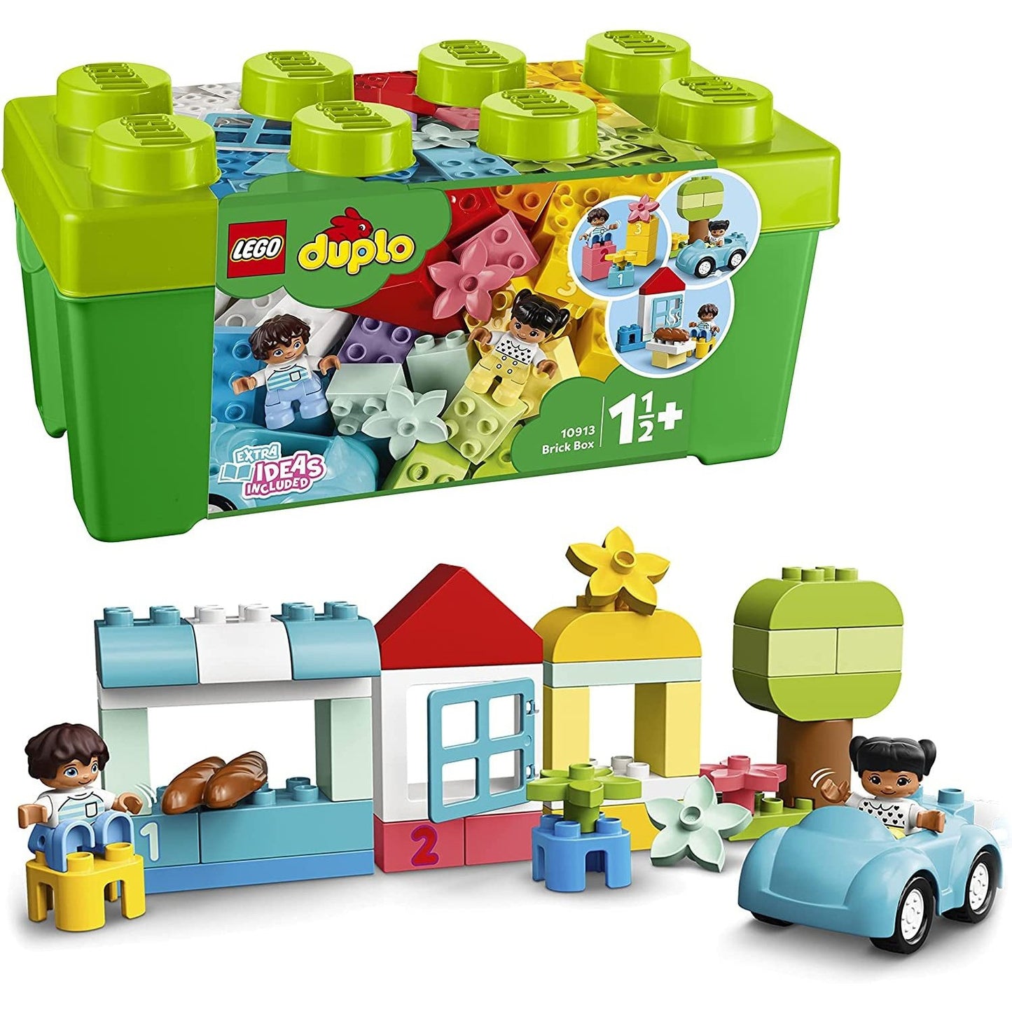 LEGO 10913 DUPLO Classic Brick Box Building Set with Storage, Toy Car, Number Bricks and More, Learning Toys for Toddlers, Boys and Girls 1.5 Years Old, 1 Count (Pack of 1), Multicolor