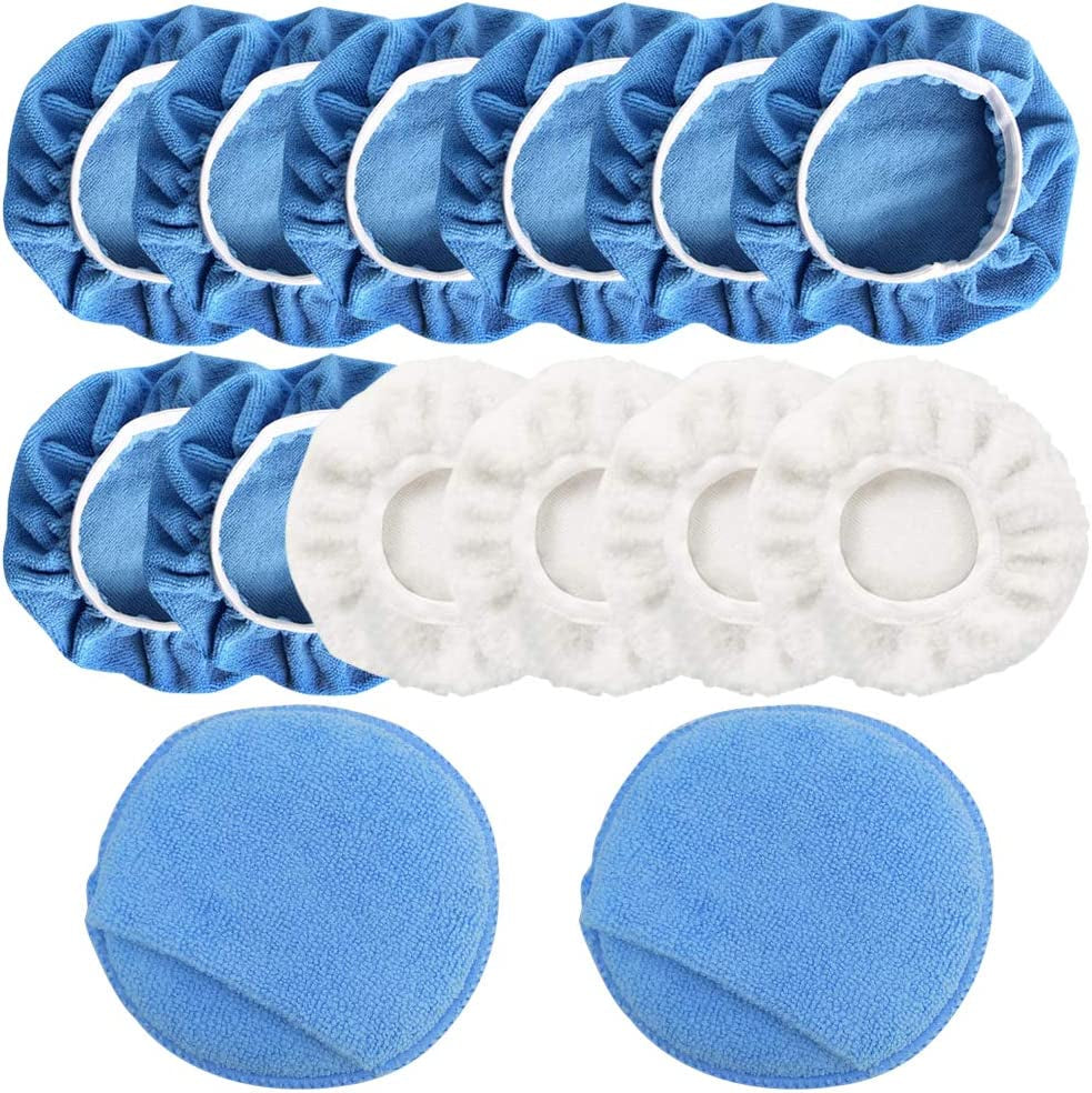 Car Polisher Applicator Pad 14Pcs, Microfiber Polishing Bonnet and Waxing Pad Clear Store