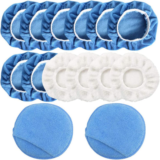 Car Polisher Applicator Pad 14Pcs, Microfiber Polishing Bonnet and Waxing Pad Clear Store