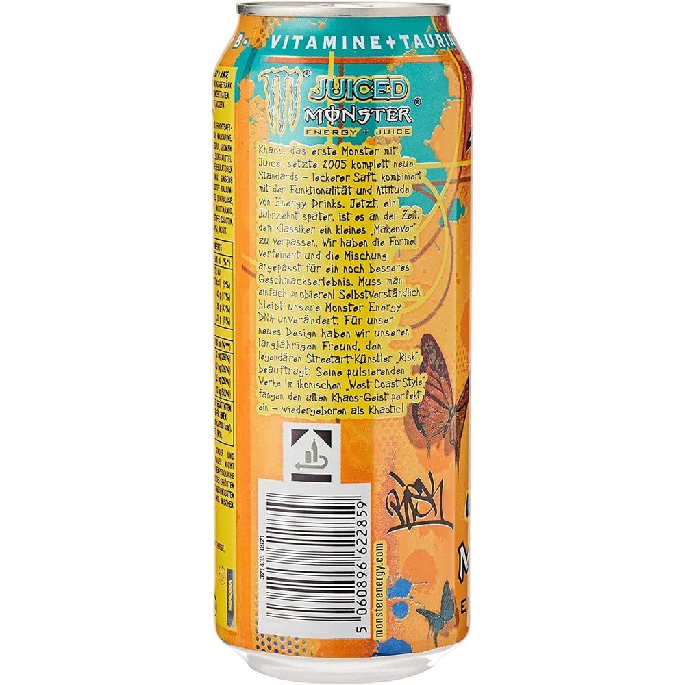 Tropical Citrus Juiced Khaotic Monster Energy Drink 12 X 500ml Clear Store