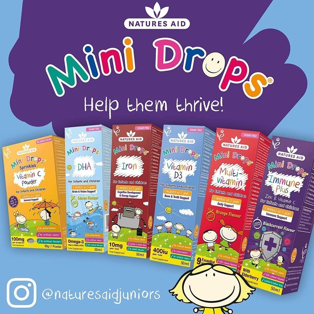 Natures Aid Mini Drops Multi-Vitamin for Infants and Children, Sugar Free, 50 Ml Clear Store