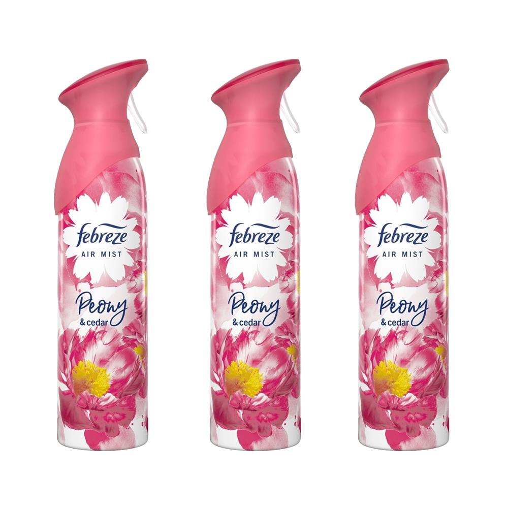 Febreze Air Freshener Aerosol Spray Peony & Cedar (3 x 300ml) Clear Store