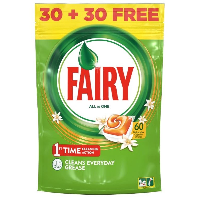 Fairy Dishwasher Tablets Original All In One  Orange (60 Capsules) Clear Store