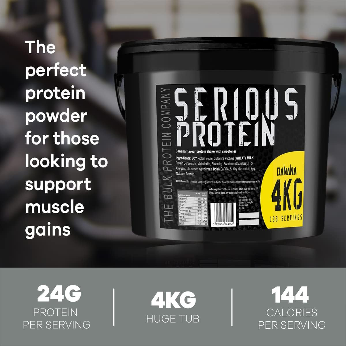 – SERIOUS Protein – Protein Powder – 4Kg – Low Carb – Supports Lean Muscle Growth – Recovery Supplement, 133 Servings, Banana