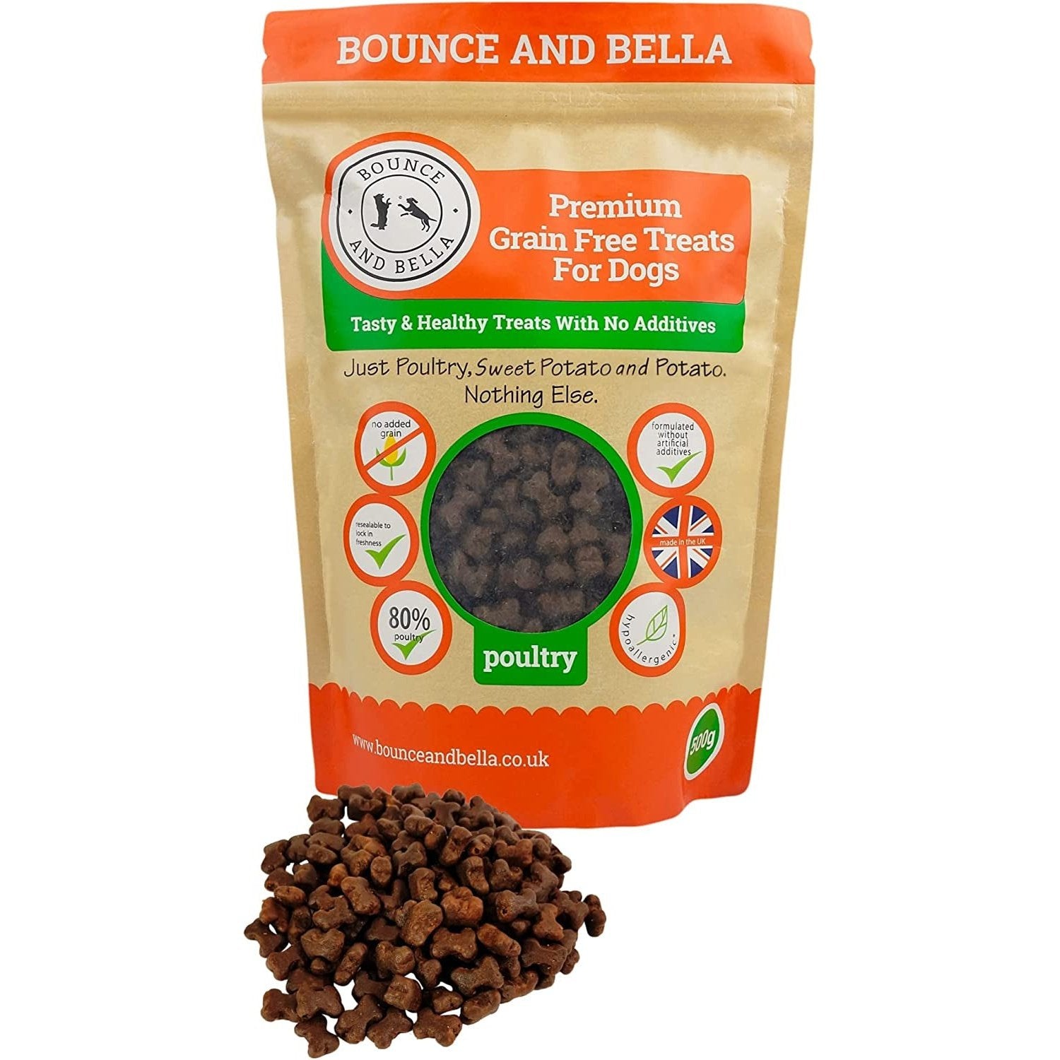 Bounce and Bella Grain 800 Tasty & Healthy Treats for Dogs with Sensitive Stomachs (3 Pack) Clear Store