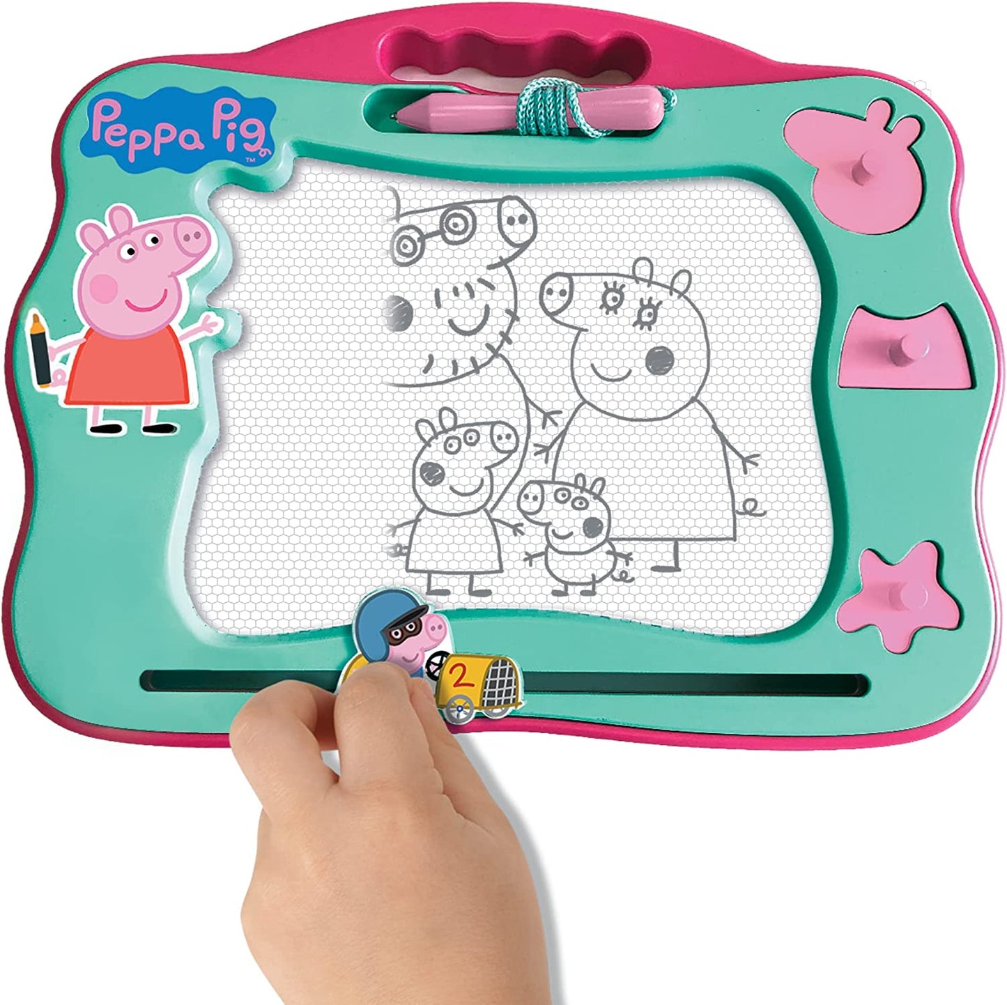 Peppa Pig Travel Magnetic Scribbler Pad with Pen and 3 Stamps, Draw and Erase with No Mess Clear Store