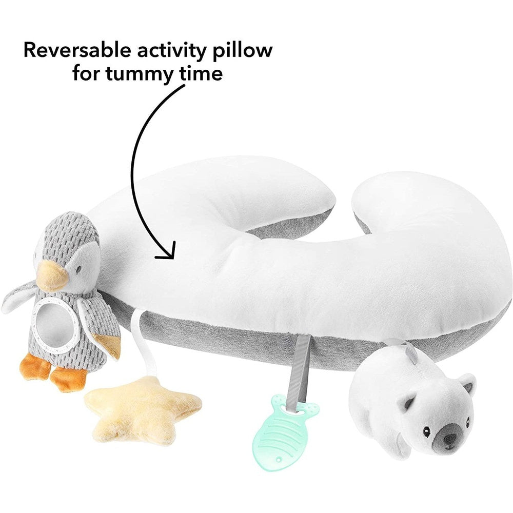 Penguin Tummy Time Pillow for Babies, Grey and White Plush Nursery Accessories, 1 Count (Pack of 1) Clear Store