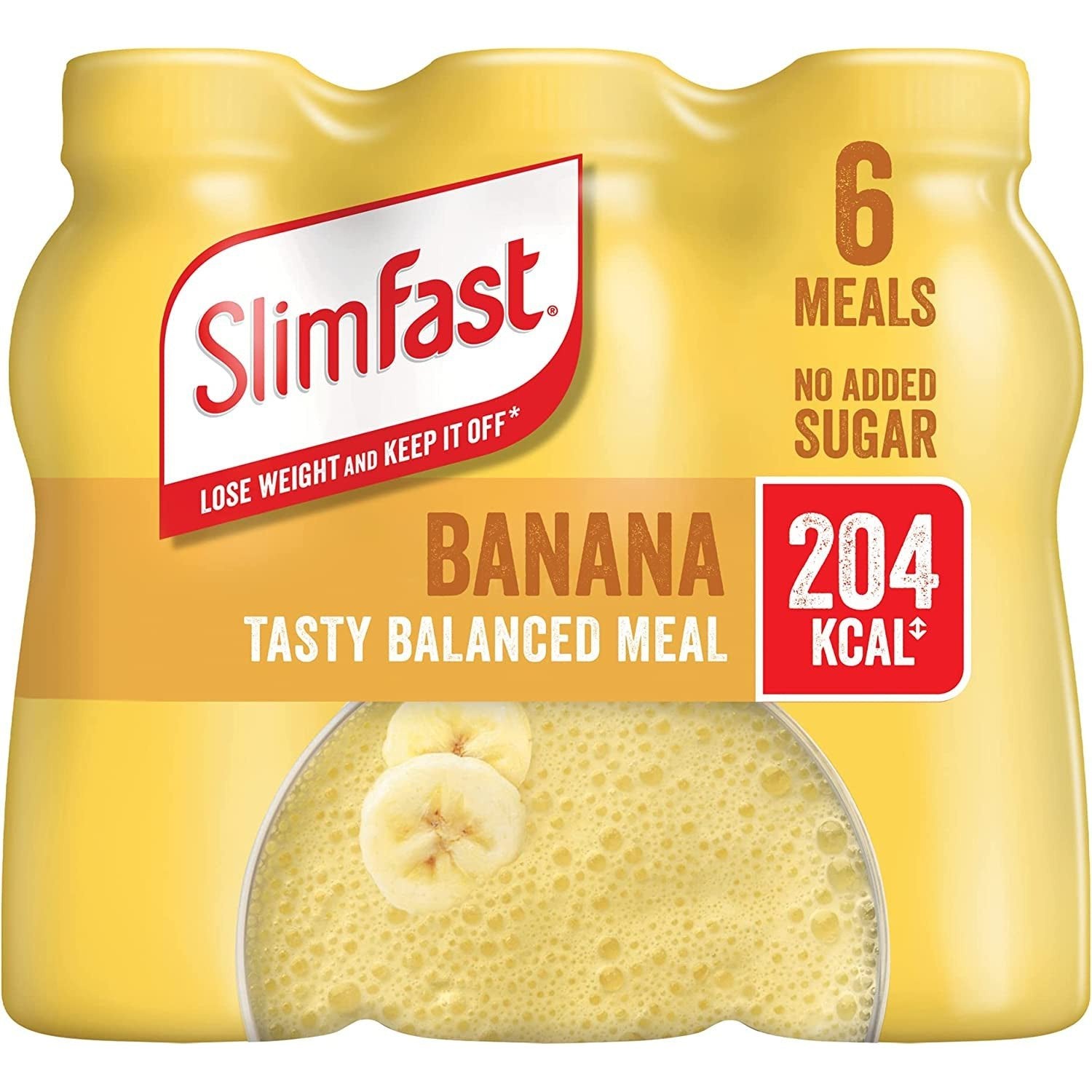 Slimfast Ready to Drink Shake, Balanced Shake with Vitamins and Minerals, No Sugar, Banana Flavour, 6 X 325ml Clear Store