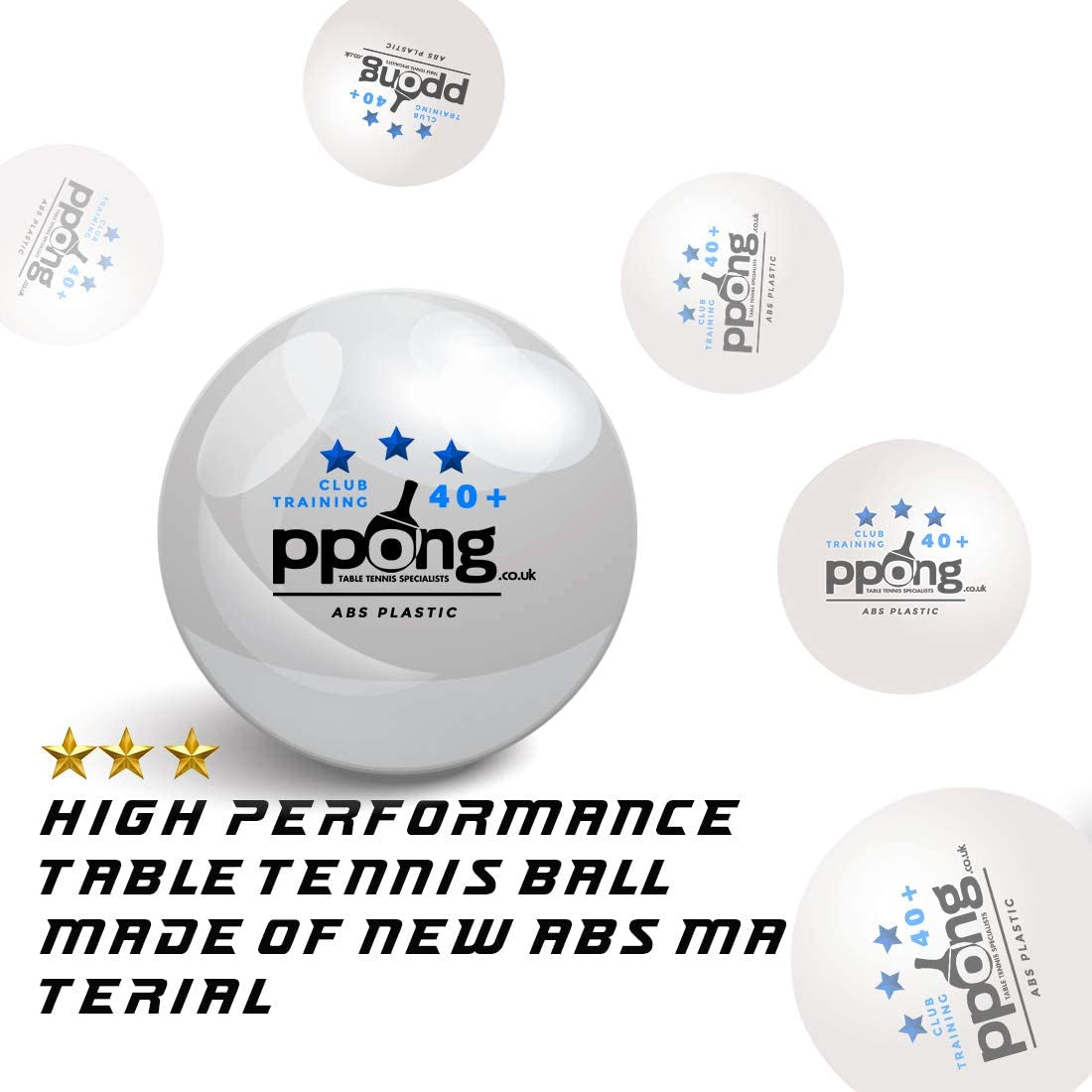 Ppong Ping Pong Balls High Performance Table Tennis, Suitable for Indoor and Outdoor Play - Available in 12 Pack White Sets Clear Store