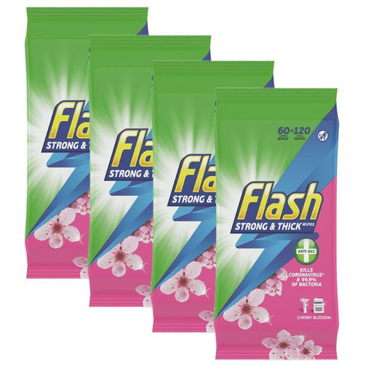 Flash Strong & Thick All Purpose Wipes - Cherry Blossom (Case of 4) Clear Store